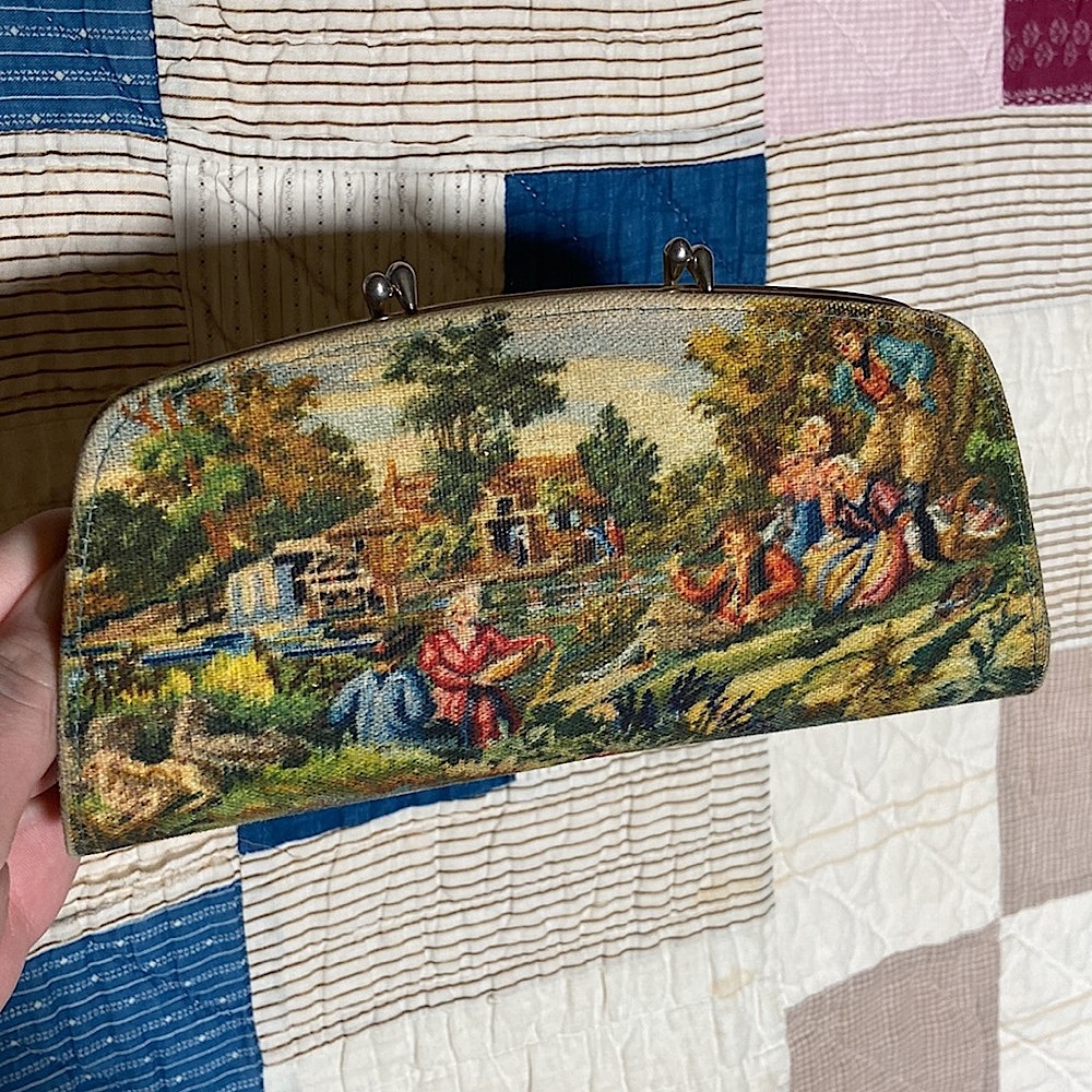 1970s Victorian Embroidered Wallet, Clutch